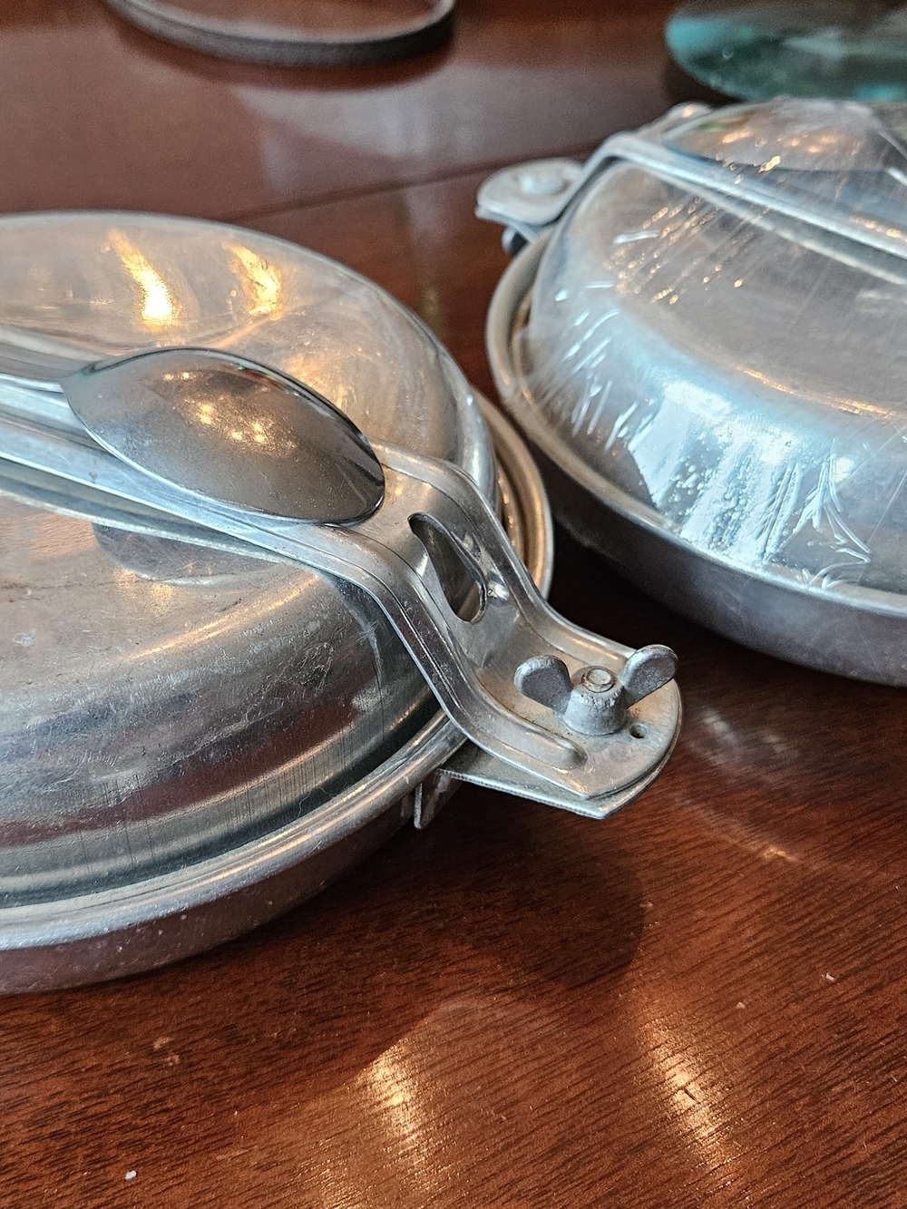 2 Aluminum Mess Kits W/ Spoon Only. Lightweight For Camping Ware.